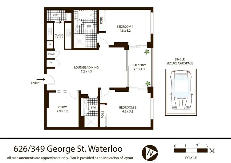Floorplan of Homely apartment listing, 626/349 George Street, Waterloo NSW 2017