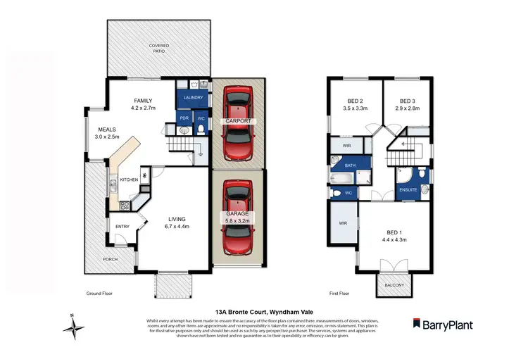 Floorplan of Homely townhouse listing, 13A Bronte Court, Wyndham Vale VIC 3024