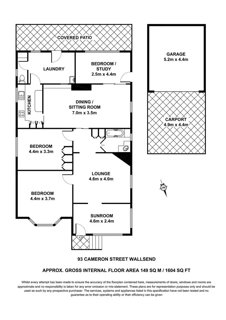 Floorplan of Homely house listing, 93 Cameron Street, Wallsend NSW 2287
