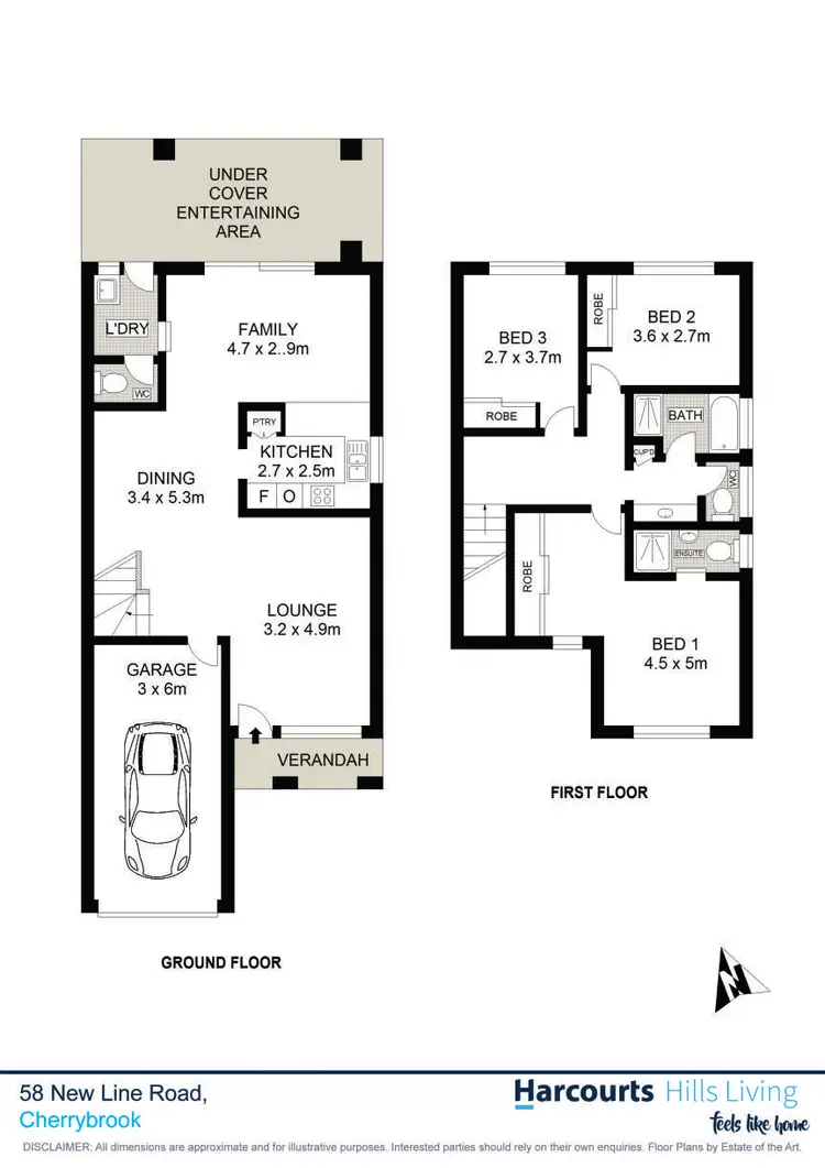 Floorplan of Homely semi-detached listing, 2/58 New Line Road, West Pennant Hills NSW 2125
