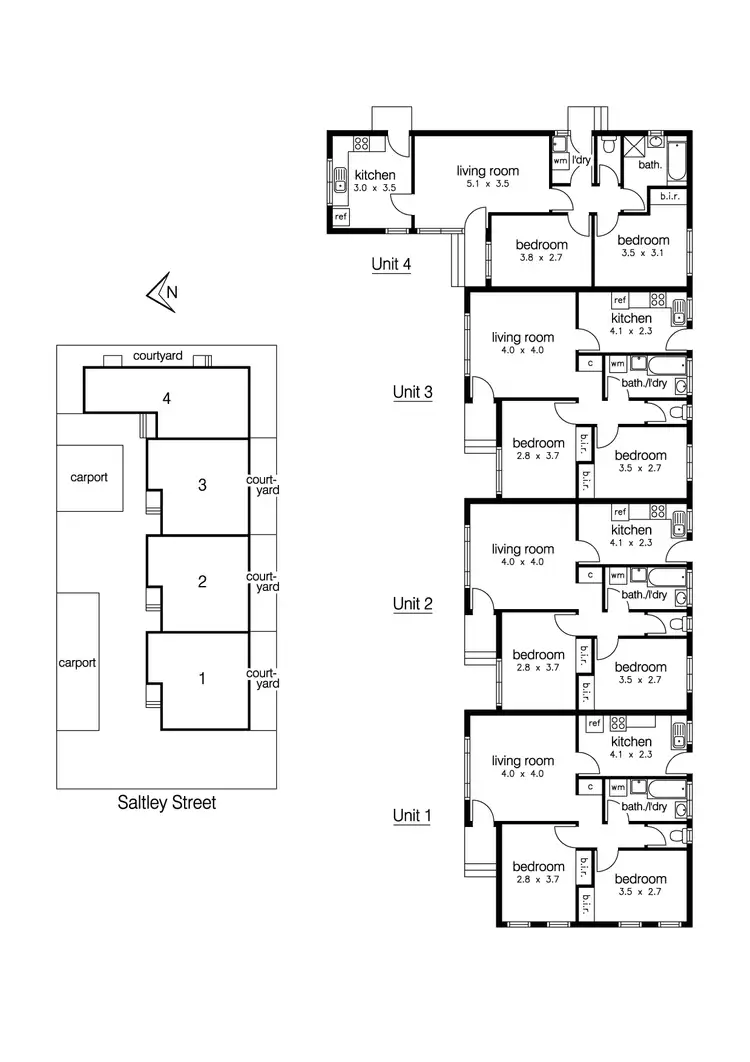 Floorplan of Homely block of units listing, 1-4/19 Saltley Street, South Kingsville VIC 3015