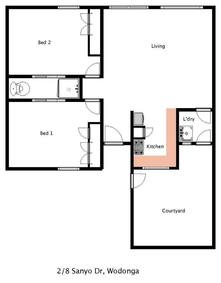 Floorplan of Homely unit listing, 2/8 Sanyo Drive, Wodonga VIC 3690