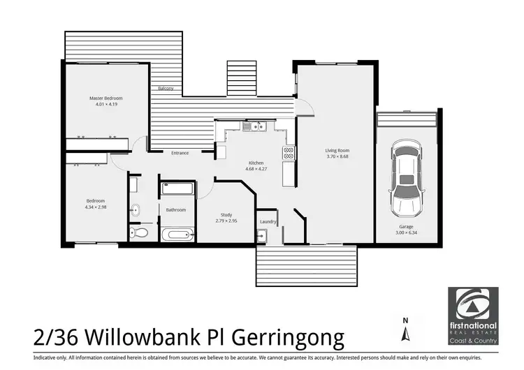 Floorplan of Homely semi-detached listing, 2/36 Willowbank Place, Gerringong NSW 2534