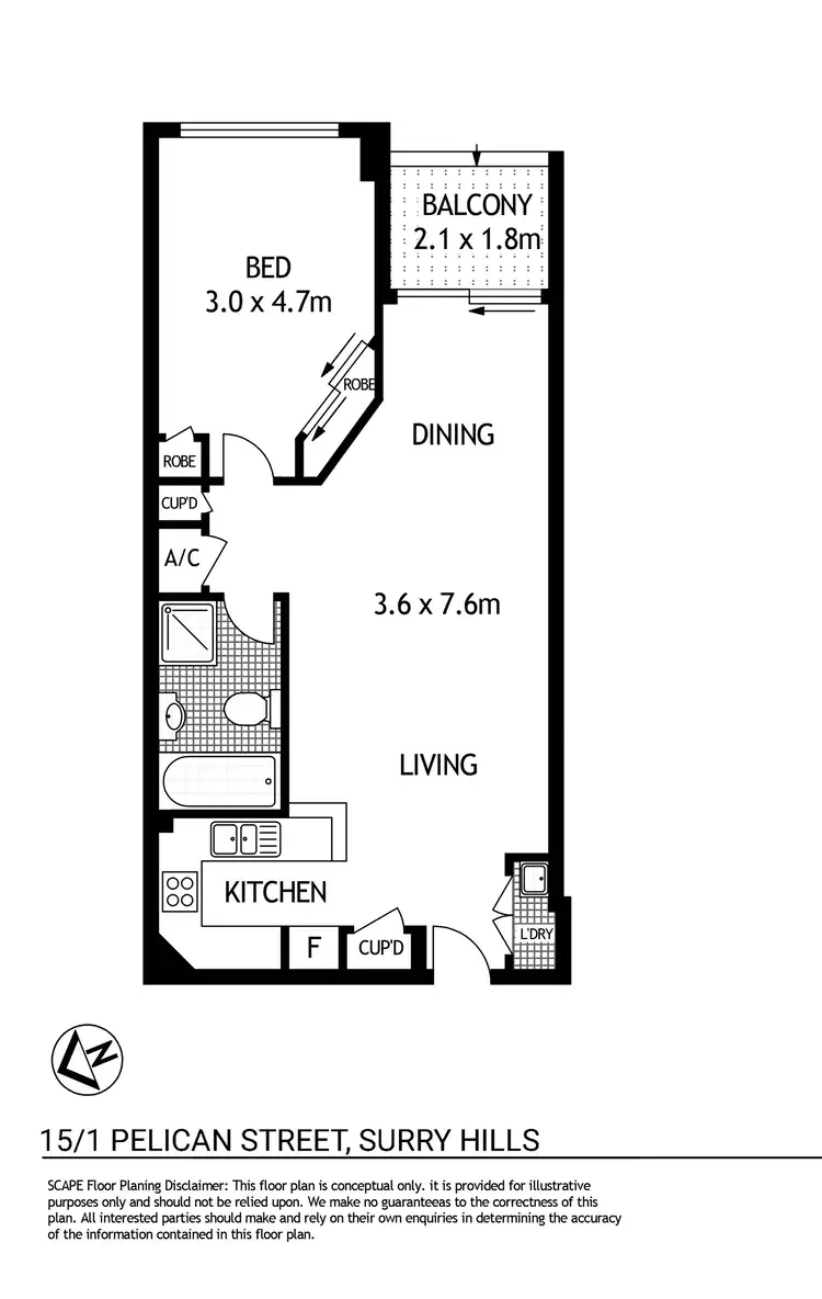Floorplan of Homely apartment listing, 15/1 Pelican Street, Surry Hills NSW 2010
