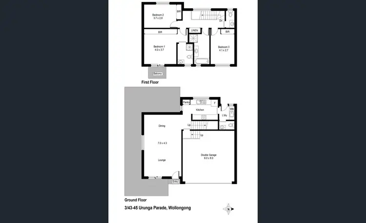 Floorplan of Homely townhouse listing, 3/43 Urunga Parade, Wollongong NSW 2500