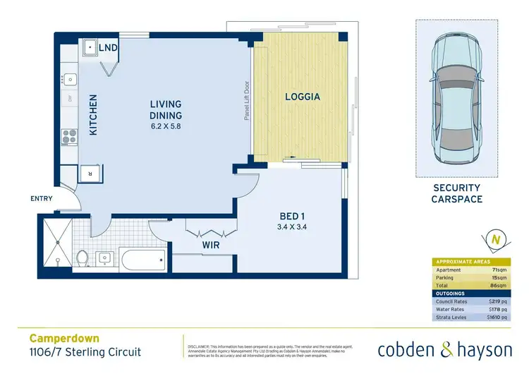 Floorplan of Homely apartment listing, 1106/7 Sterling Circuit, Camperdown NSW 2050
