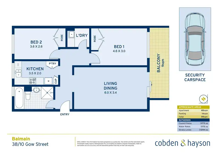 Floorplan of Homely apartment listing, 38/10 Gow Street, Balmain NSW 2041