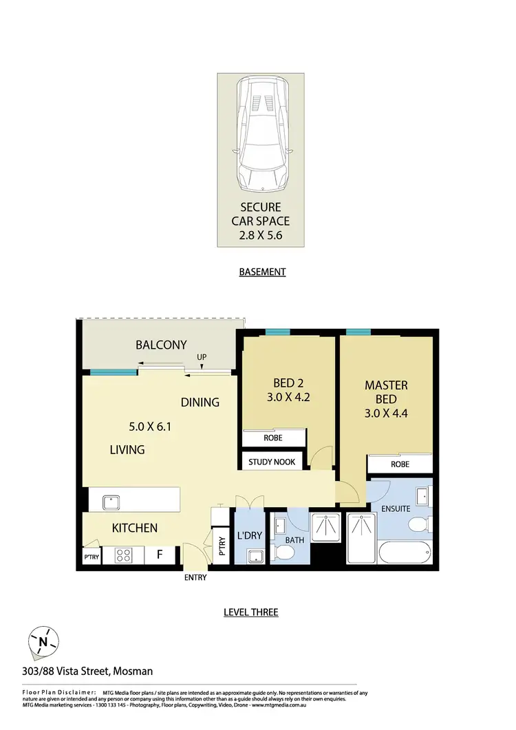 Floorplan of Homely apartment listing, 303/88 Vista Street, Mosman NSW 2088