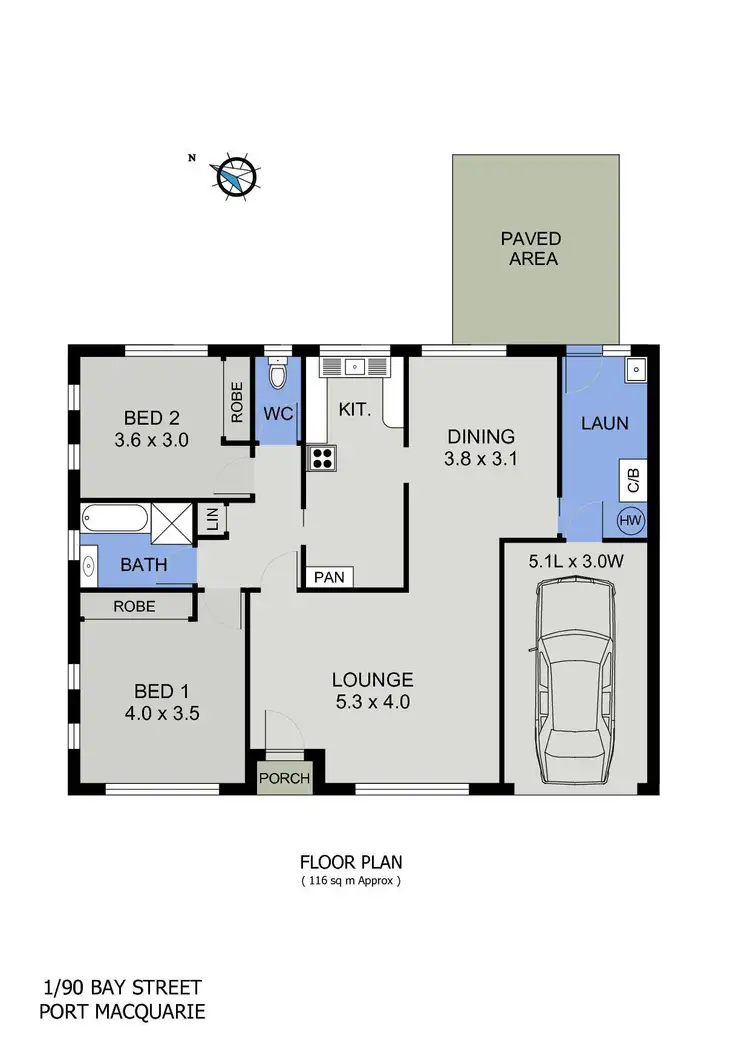 Floorplan of Homely villa listing, 1/90 Bay Street, Port Macquarie NSW 2444