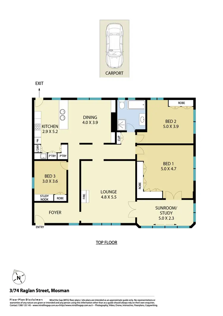 Floorplan of Homely apartment listing, 3/74 Raglan Street, Mosman NSW 2088