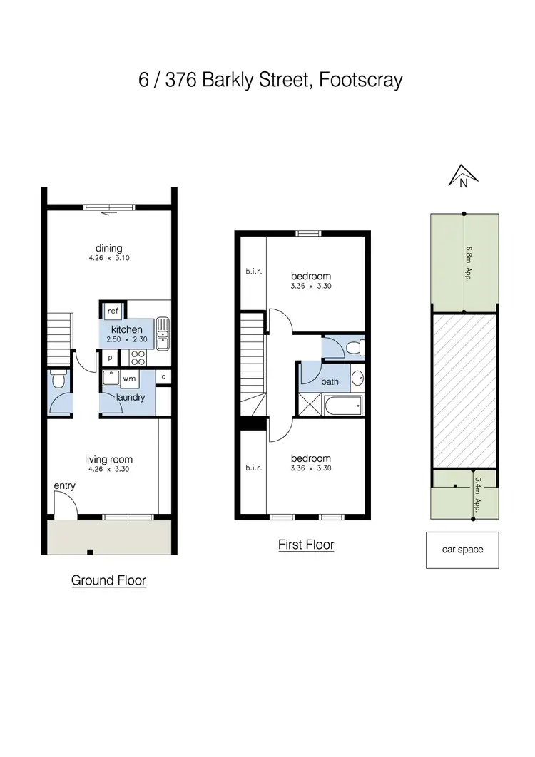 Floorplan of Homely townhouse listing, 6/376 Barkly Street, Footscray VIC 3011