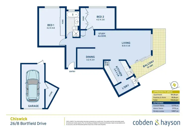 Floorplan of Homely apartment listing, 26/8 Bortfield Drive, Chiswick NSW 2046