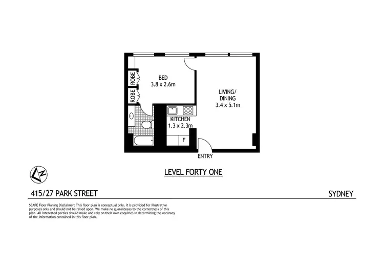 Floorplan of Homely apartment listing, 415/27 Park Street, Sydney NSW 2000