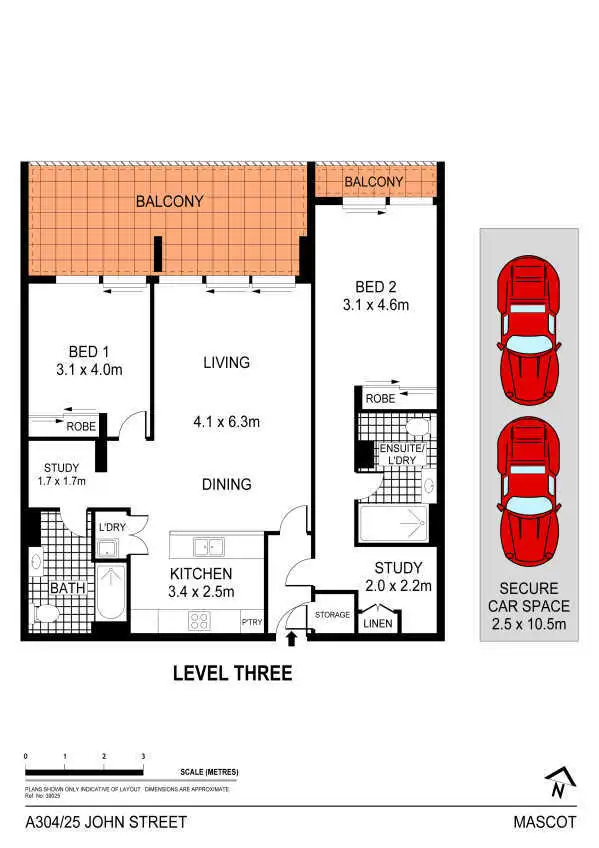 Floorplan of Homely apartment listing, A304/25 John Street, Mascot NSW 2020