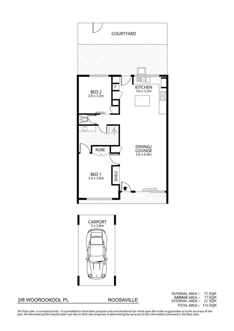 Floorplan of Homely unit listing, 2/8 Woorookool Place, Noosaville QLD 4566