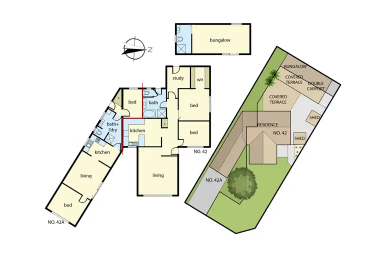 Floorplan of Homely semi-detached listing, 42 and 42A Boyd Street, Dandenong North VIC 3175