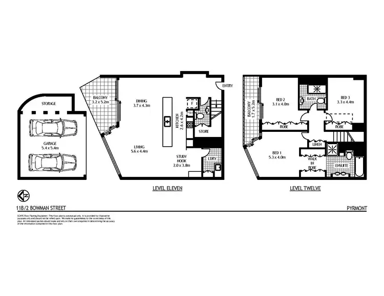 Floorplan of Homely apartment listing, 11B/2 Bowman Street, Pyrmont NSW 2009