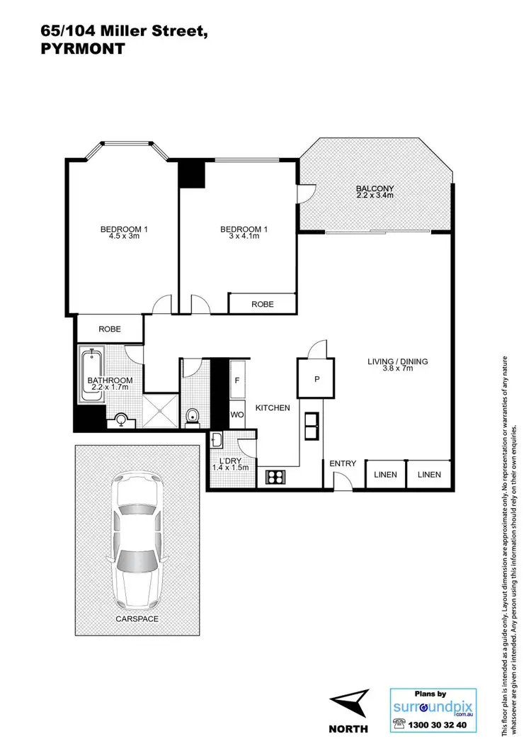 Floorplan of Homely apartment listing, 65/104 Miller Street, Pyrmont NSW 2009
