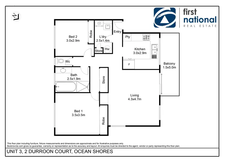 Floorplan of Homely unit listing, 3/2 Durroon Court, Ocean Shores NSW 2483