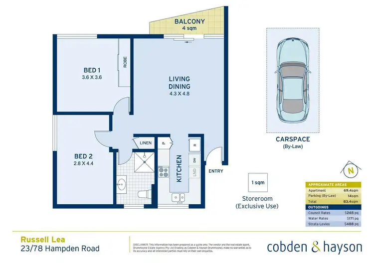 Floorplan of Homely apartment listing, 23/78 Hampden Road, Russell Lea NSW 2046