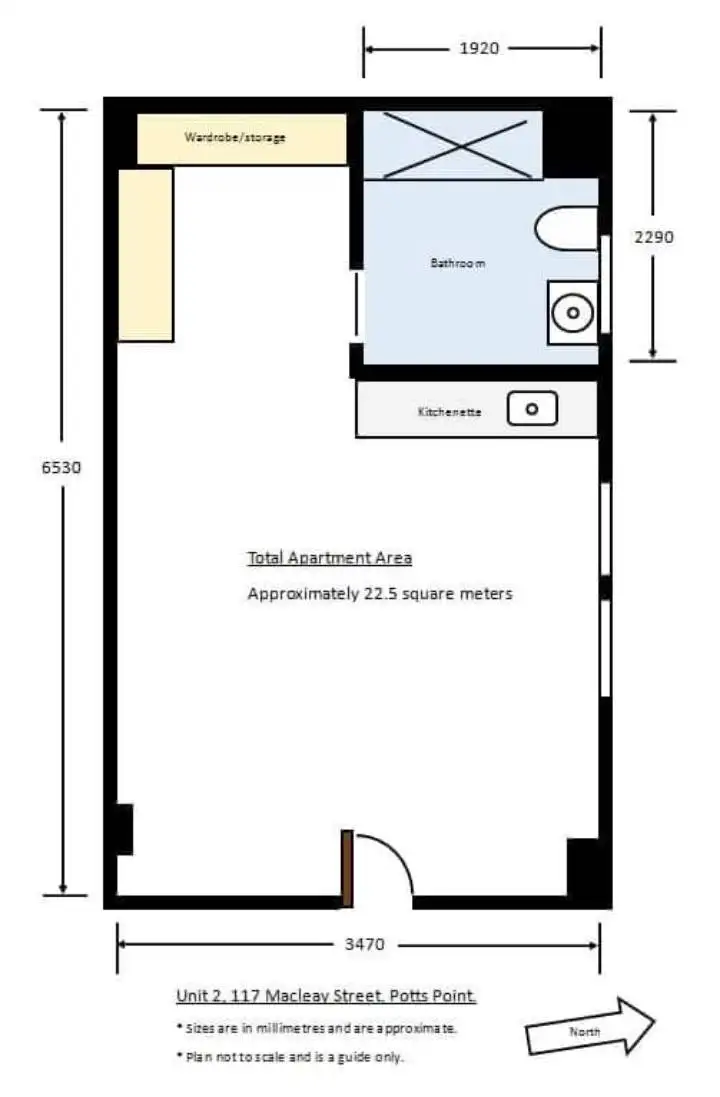 Floorplan of Homely studio listing, 2/117 Macleay Street, Potts Point NSW 2011