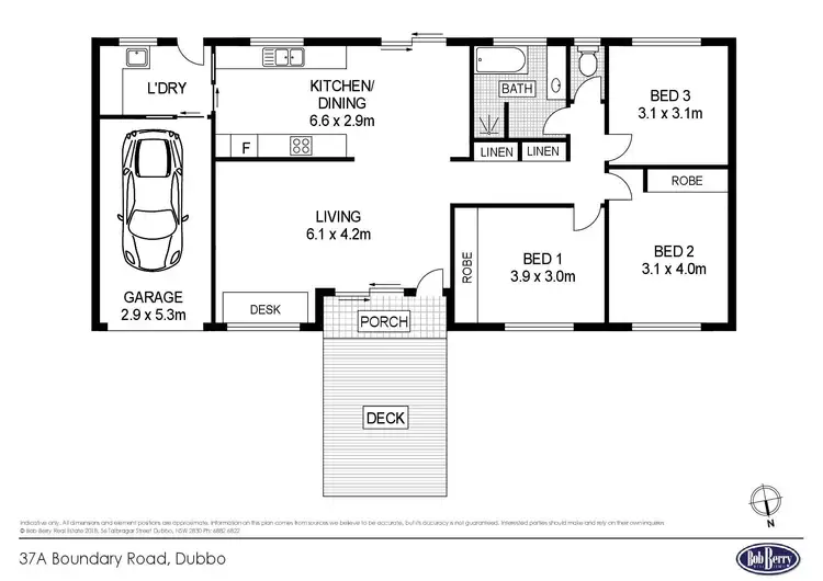 Floorplan of Homely semi-detached listing, 37A Boundary Road, Dubbo NSW 2830