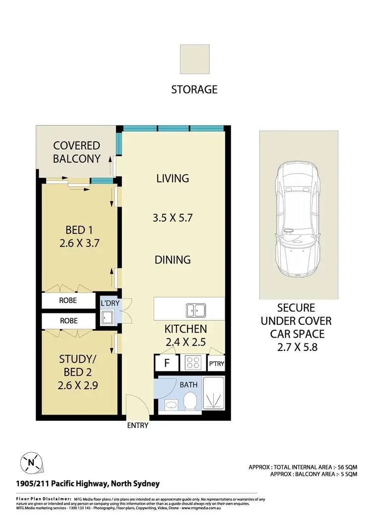 Floorplan of Homely apartment listing, 1905/211-223 Pacific Highway, North Sydney NSW 2060