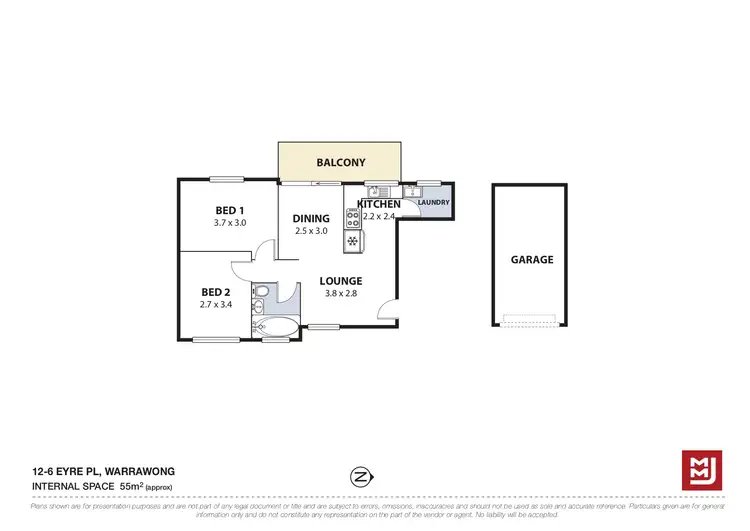 Floorplan of Homely unit listing, 12/6 Eyre Place, Warrawong NSW 2502