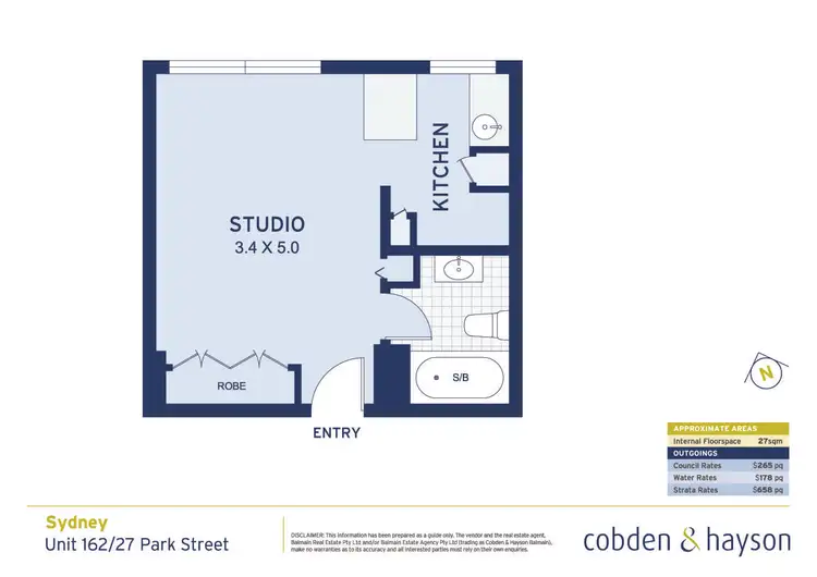Floorplan of Homely studio listing, 162/27 Park Street, Sydney NSW 2000