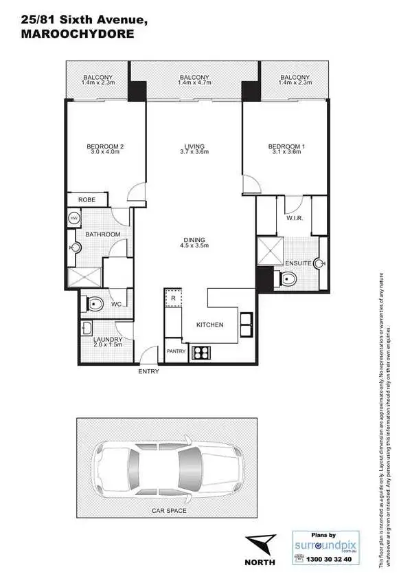 Floorplan of Homely unit listing, Level 5/25/81 Sixth Avenue, Maroochydore QLD 4558