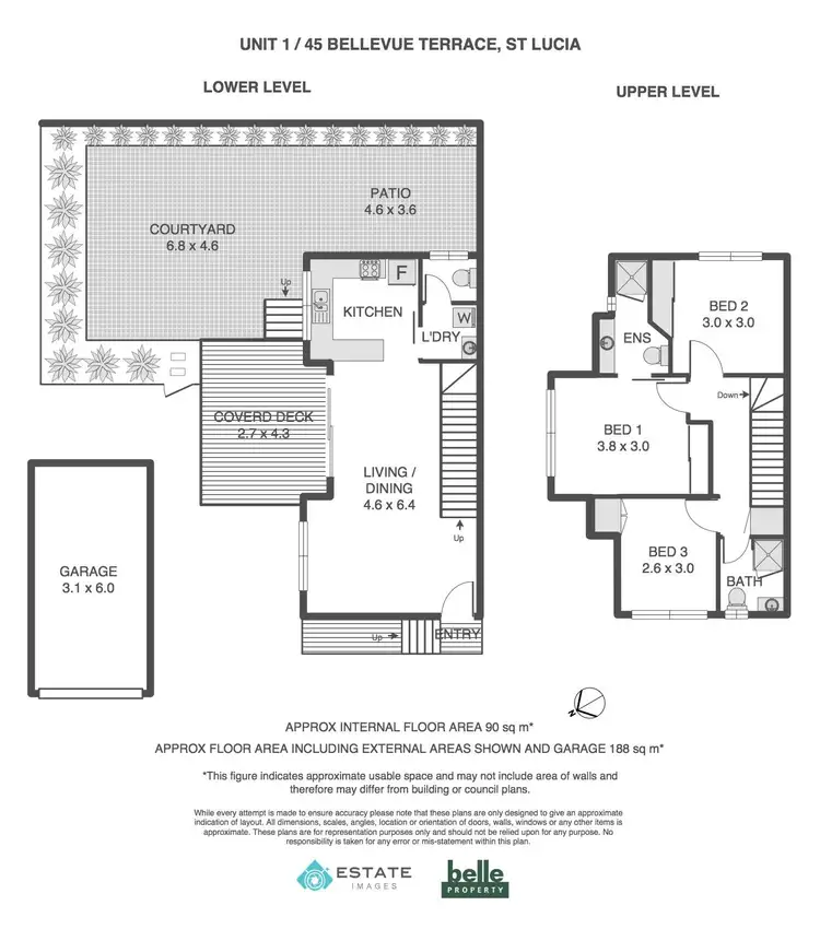 Floorplan of Homely townhouse listing, 1/45 Bellevue Terrace, St Lucia QLD 4067