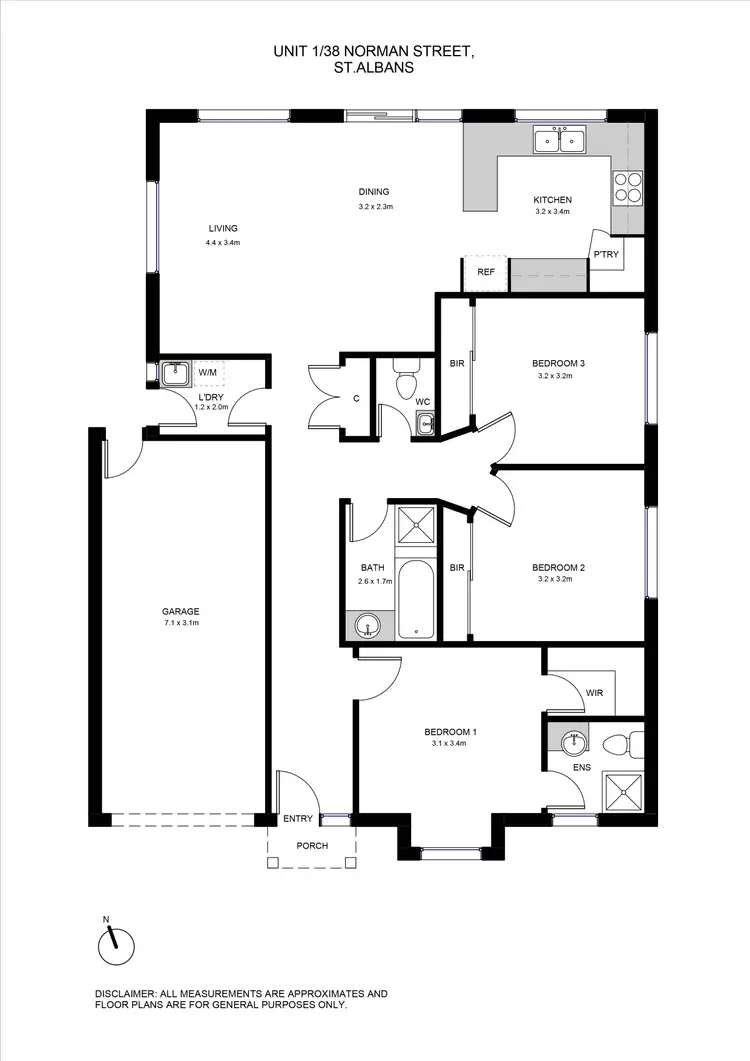 Floorplan of Homely unit listing, 1/38 Norman Street, St Albans VIC 3021