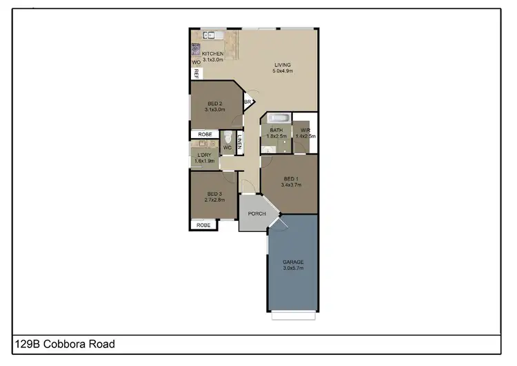 Floorplan of Homely semi-detached listing, 129B Cobbora Road, Dubbo NSW 2830