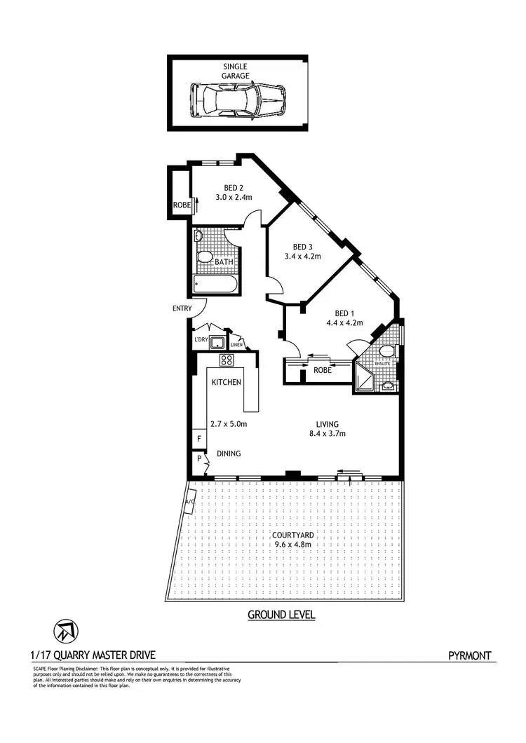 Floorplan of Homely apartment listing, 1/17 Quarry Master Drive, Pyrmont NSW 2009