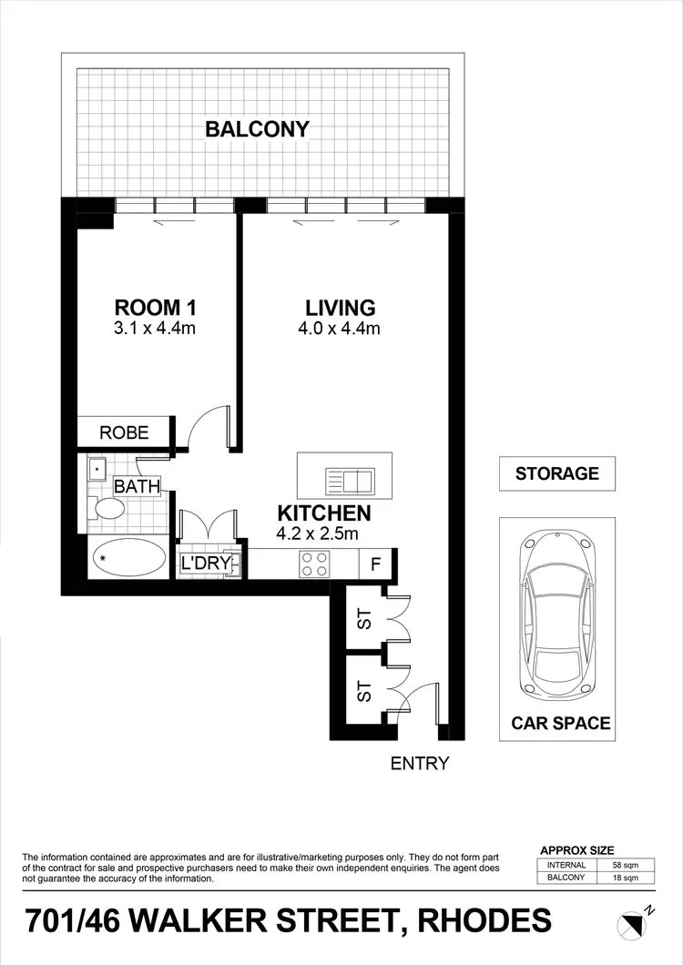 Floorplan of Homely apartment listing, 701/46 Walker Street, Rhodes NSW 2138
