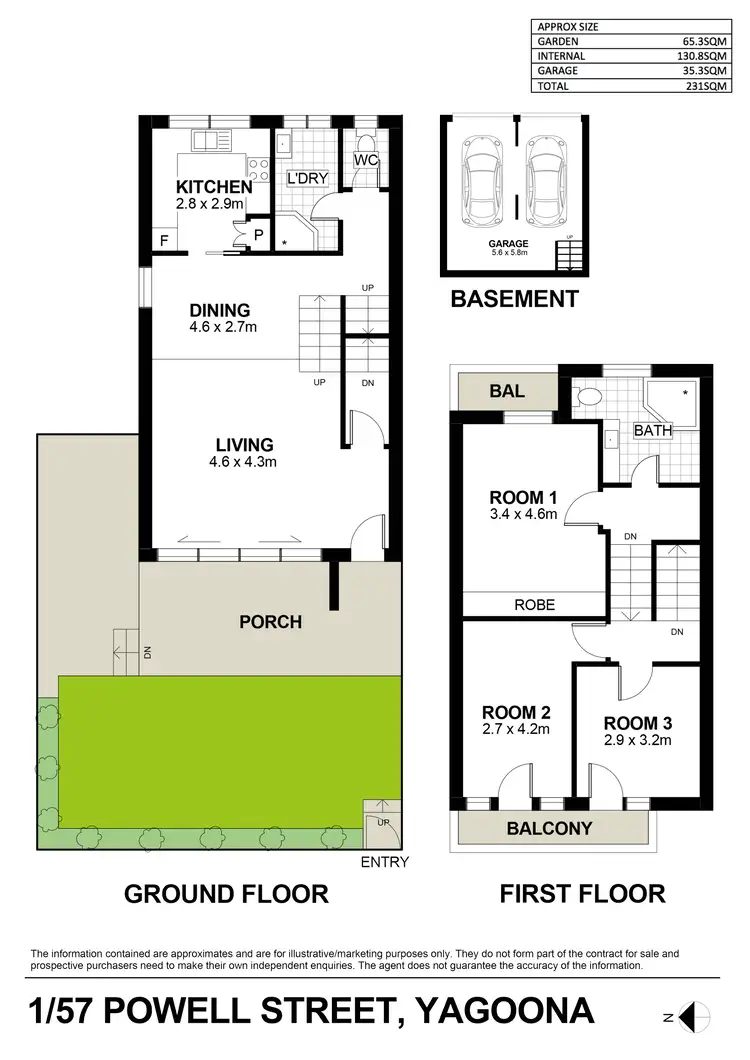 Floorplan of Homely townhouse listing, 1/57-59 Powell Street, Yagoona NSW 2199