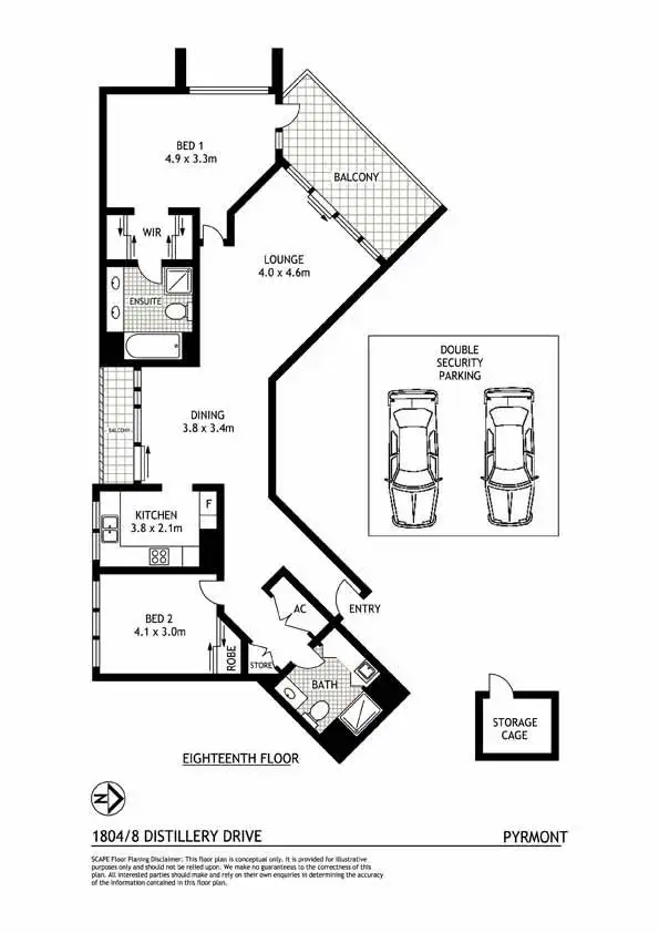 Floorplan of Homely apartment listing, 1804/8 Distillery Drive, Pyrmont NSW 2009