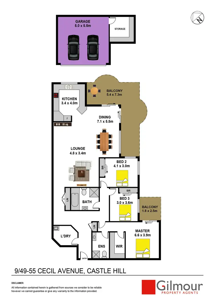 Floorplan of Homely apartment listing, 9/49-55 Cecil Avenue, Castle Hill NSW 2154