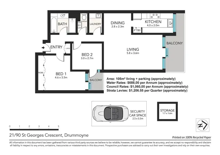 Floorplan of Homely apartment listing, 21/90 St Georges Crescent, Drummoyne NSW 2047