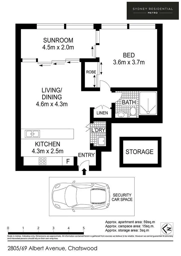 Floorplan of Homely apartment listing, 2805/69 Albert Avenue, Chatswood NSW 2067