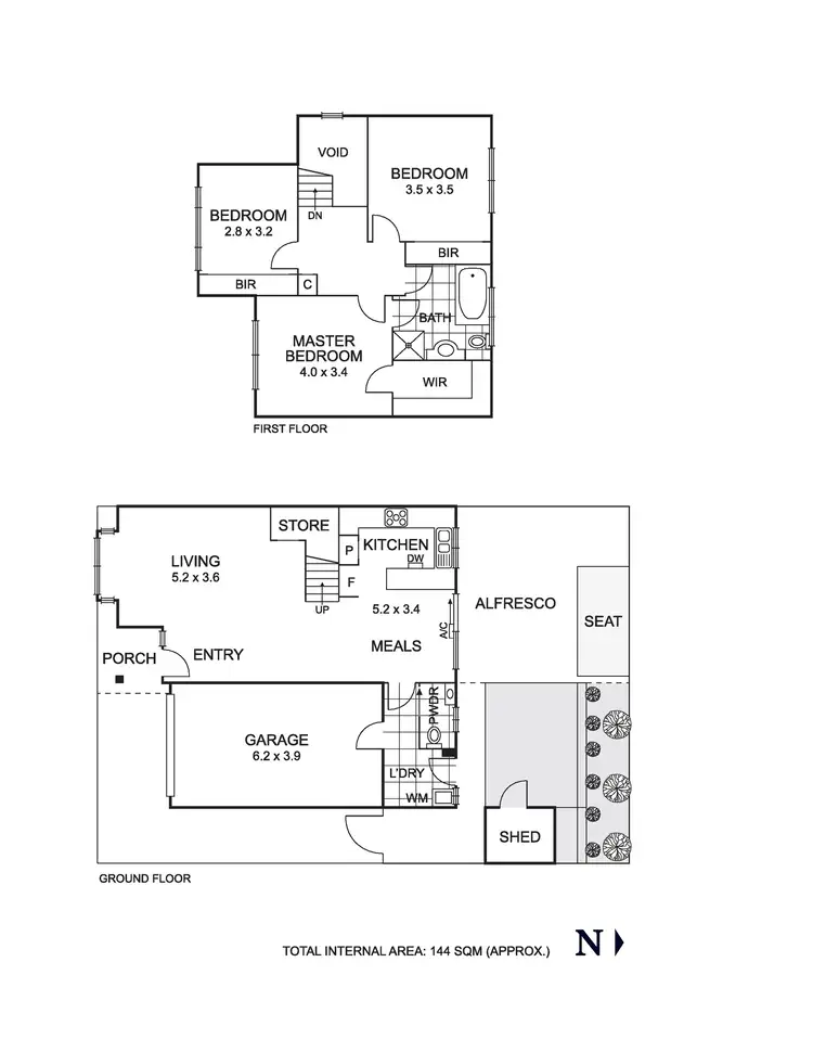 Floorplan of Homely townhouse listing, 2/232 Cumberland Road, Pascoe Vale VIC 3044