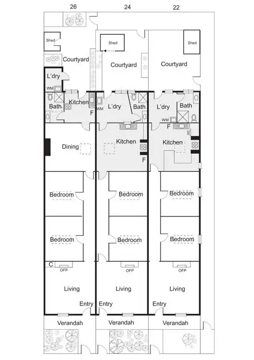 Floorplan of Homely house listing, 22, 24, 26 Lyons Street, Port Melbourne VIC 3207