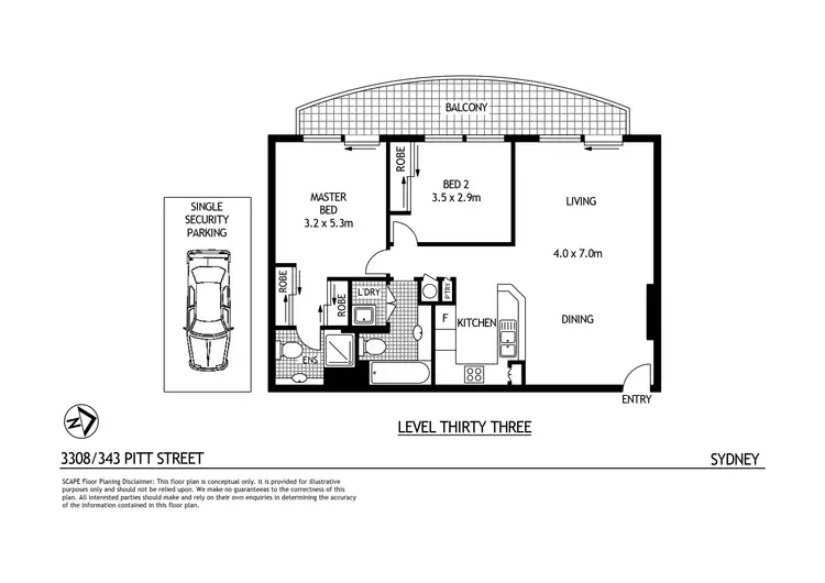 Floorplan of Homely apartment listing, 3308/343 Pitt Street, Sydney NSW 2000