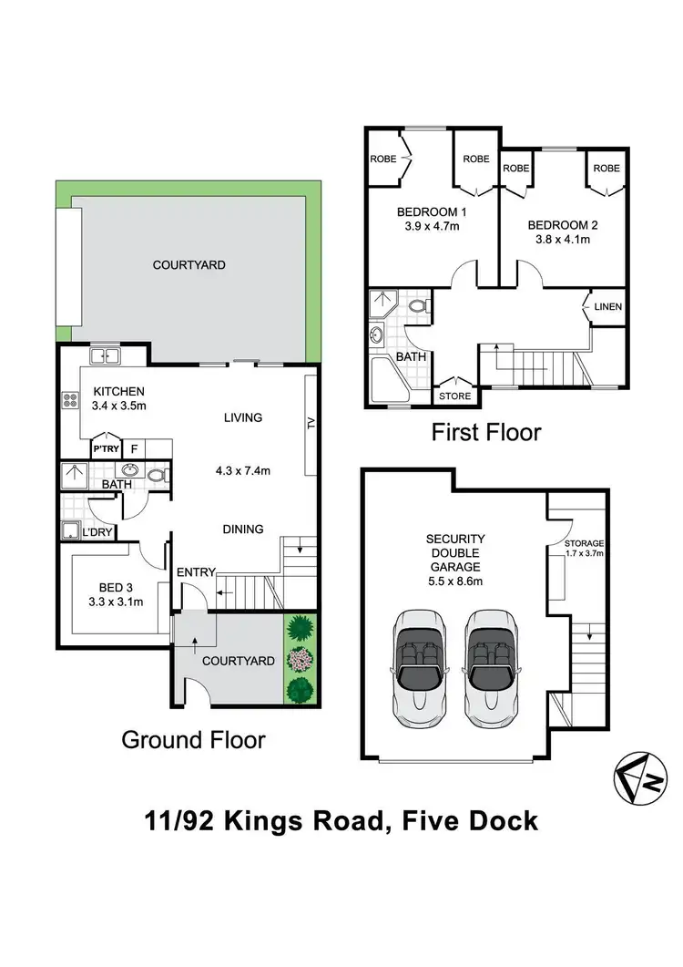 Floorplan of Homely townhouse listing, 11/92 Kings Road, Five Dock NSW 2046
