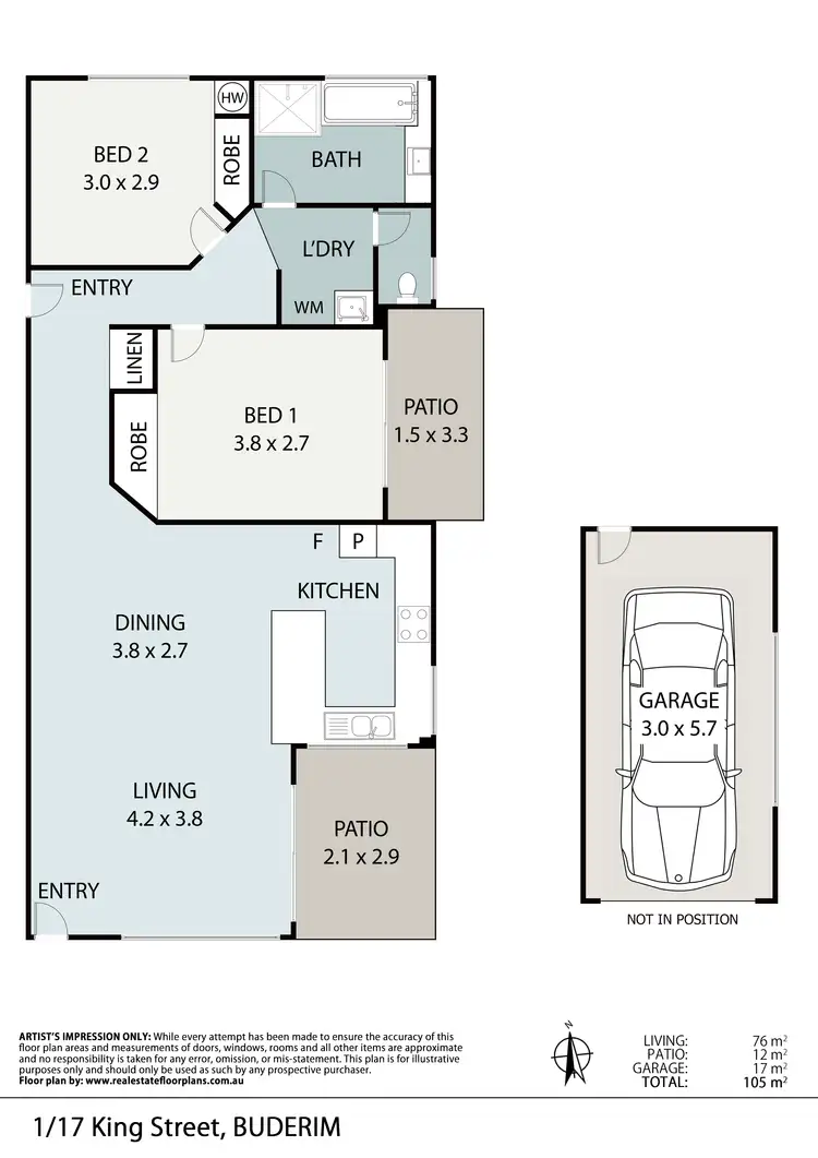 Floorplan of Homely unit listing, 1/17 King Street, Buderim QLD 4556
