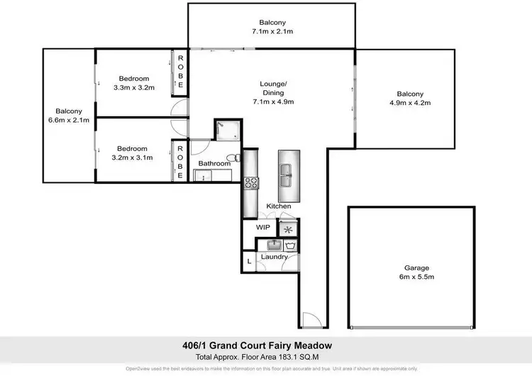 Floorplan of Homely unit listing, 406/1 Grand Court, Fairy Meadow NSW 2519