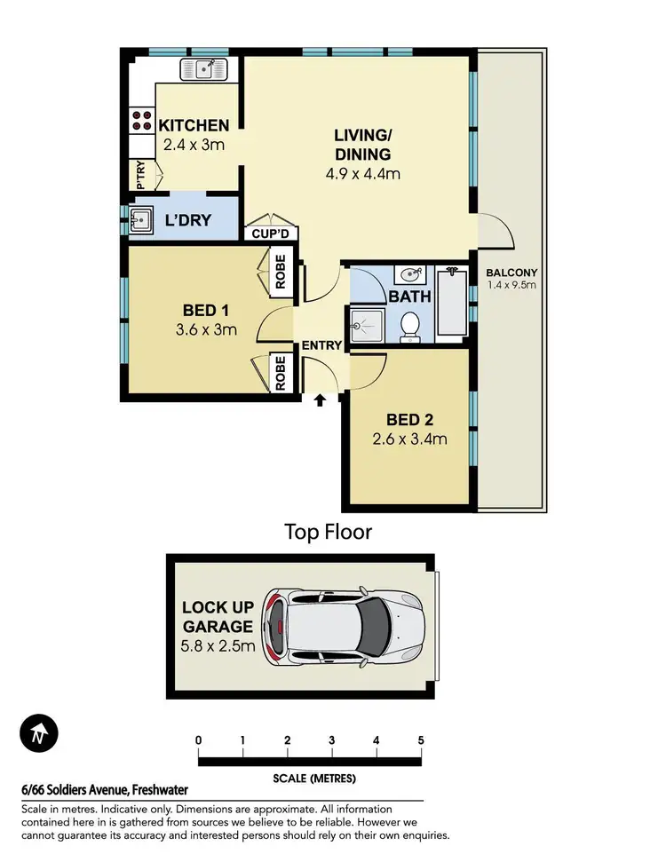 Floorplan of Homely unit listing, 6/66 Soldiers Avenue, Freshwater NSW 2096