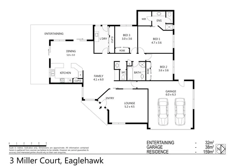 Floorplan of Homely house listing, 3 Miller Court, Eaglehawk VIC 3556