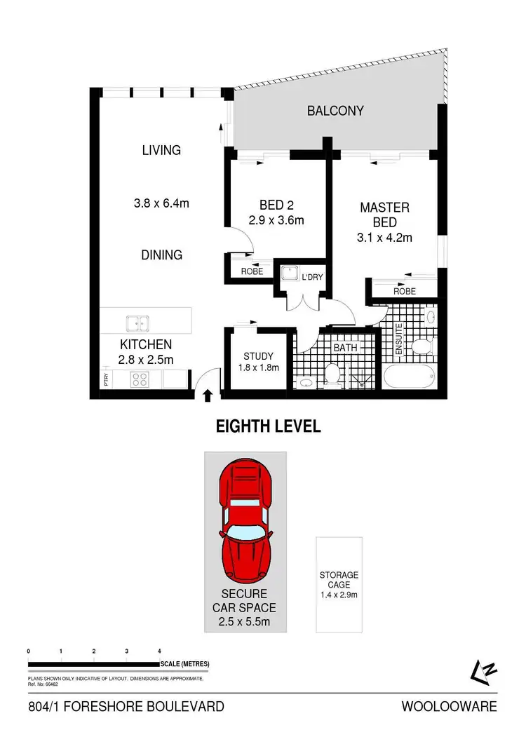 Floorplan of Homely unit listing, 804/1 Foreshore Boulevard, Woolooware NSW 2230
