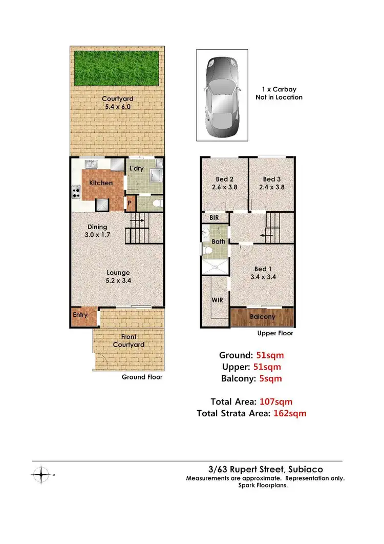 Floorplan of Homely townhouse listing, 3/63 Rupert Street, Subiaco WA 6008
